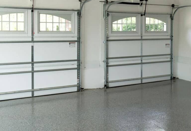 interior view of garage with epoxy flooring