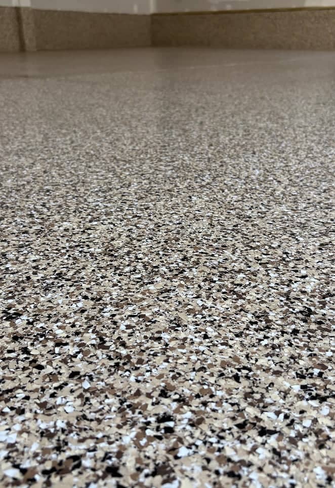 close up of epoxy flake floors