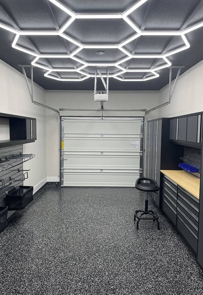 epoxy floors in modern garage and workshop