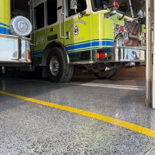epoxy flake floors for fire department garage