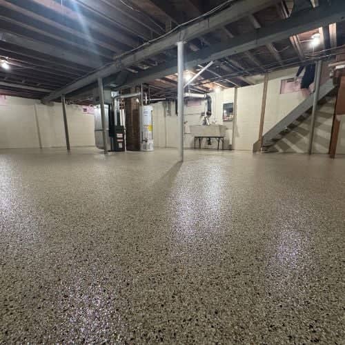 basement epoxy flake flooring
