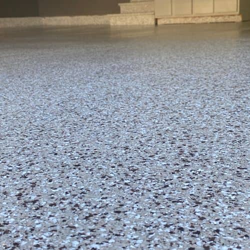 gray epoxy flake flooring in garage
