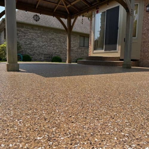 brown epoxy installation on patio