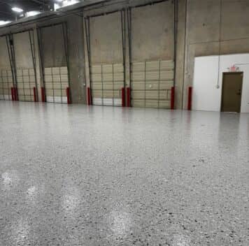 close-up of epoxy flooring inside of warehouse