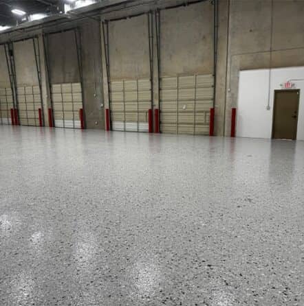 close-up of epoxy flooring inside of warehouse