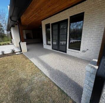 homeowner patio side angle of flooring freshly installed