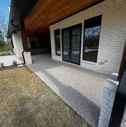 homeowner patio side angle of flooring freshly installed