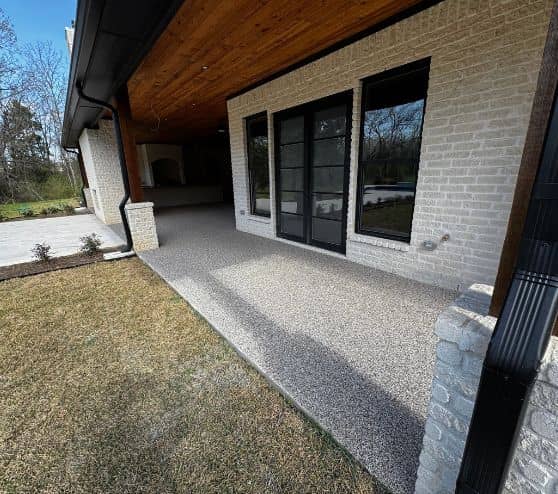 homeowner patio side angle of flooring freshly installed