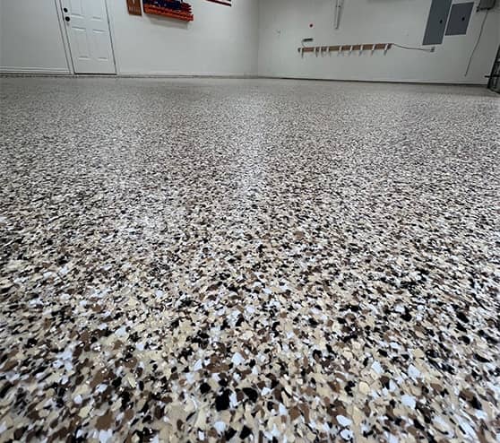 Epoxy Flake Flooring for Homeowner Garage in Fort Worth, TX