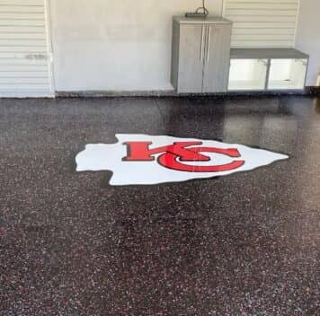 close-up of Kansas Chief logo on homeowner garage
