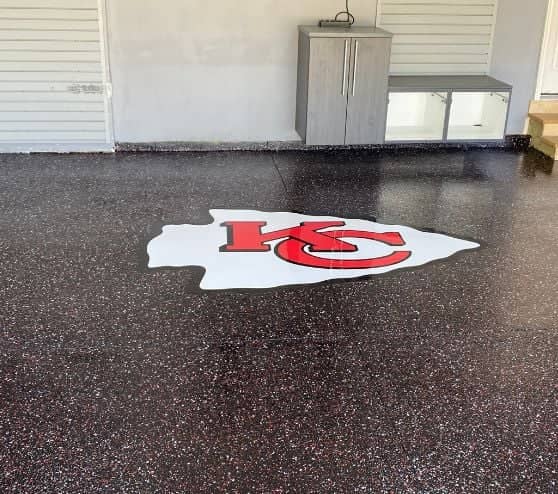 close-up of Kansas Chief logo on homeowner garage