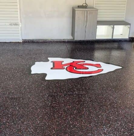 close-up of Kansas Chief logo on homeowner garage