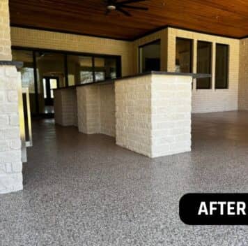 after portrait of new epoxy flooring installed for homeowner patio