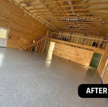 Stoney Creek Epoxy Flake Flooring installed for homeowner barn
