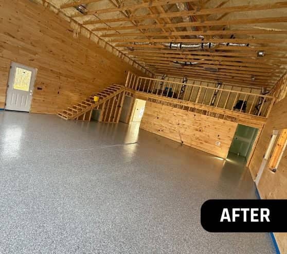 Stoney Creek Epoxy Flake Flooring installed for homeowner barn