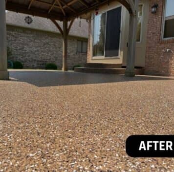 close-up of brown epoxy flooring installed for homeowner
