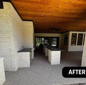 homeowner patio with brand new epoxy flooring installed