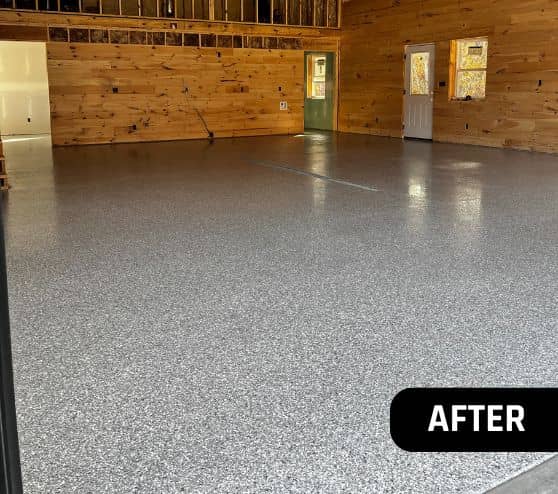 Stoney Creek Epoxy Flake Flooring installed for barn after portrait