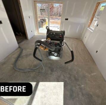 machine in homeowner barn before new flooring