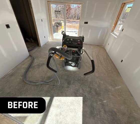 machine in homeowner barn before new flooring