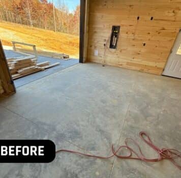 homeowner barn with old concrete flooring before portrait
