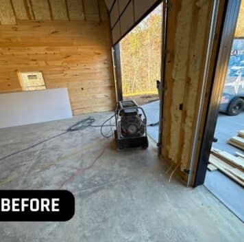 before portrait of homeowner barn with concrete flooring