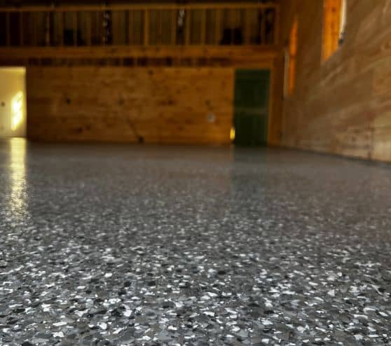 close-up of Stoney Creek Epoxy Flake Flooring