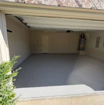 dakota grey epoxy flake flooring for homeowner garage installed