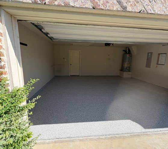dakota grey epoxy flake flooring for homeowner garage installed