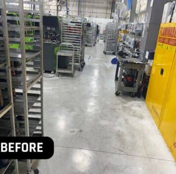 before warehouse floor epoxy project