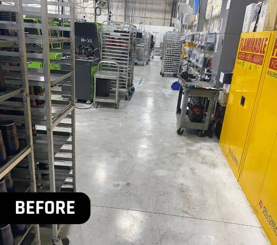 before warehouse floor epoxy project