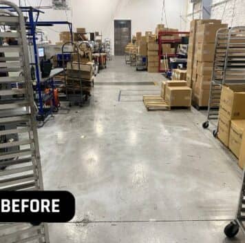 before warehouse floor epoxy project