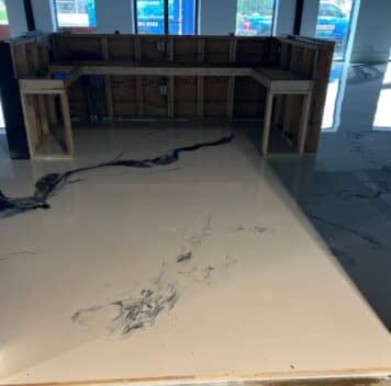 close-up of solid epoxy floor installed