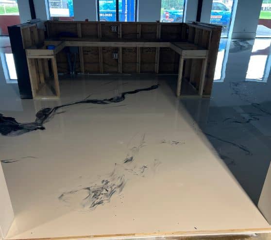 close-up of solid epoxy floor installed
