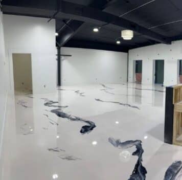 white and black solid epoxy flooring store