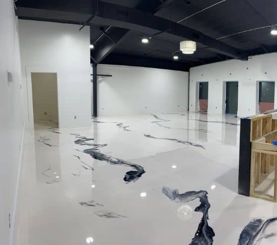 white and black solid epoxy flooring store