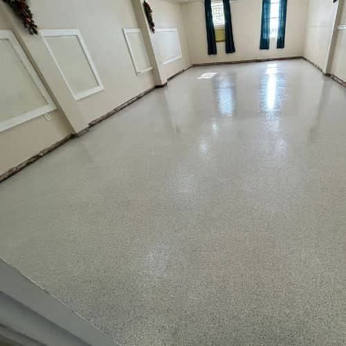 epoxy flooring in church hallway