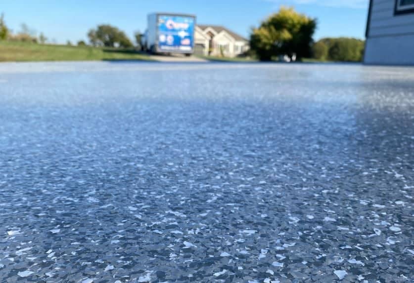 driveway epoxy flake installation service
