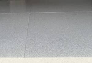 close-up of epoxy flooring in garage