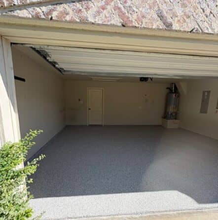 dakota grey epoxy flake flooring for homeowner garage installed