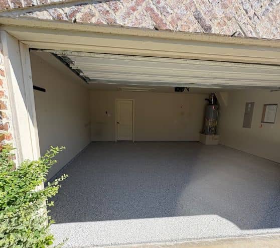 dakota grey epoxy flake flooring for homeowner garage installed