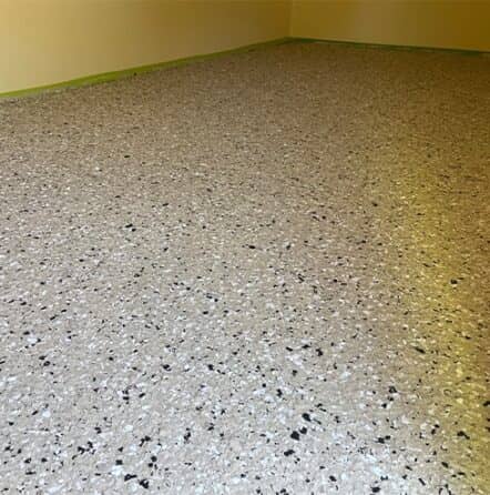 close-up of epoxy flake flooring installed