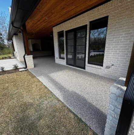 homeowner patio side angle of flooring freshly installed