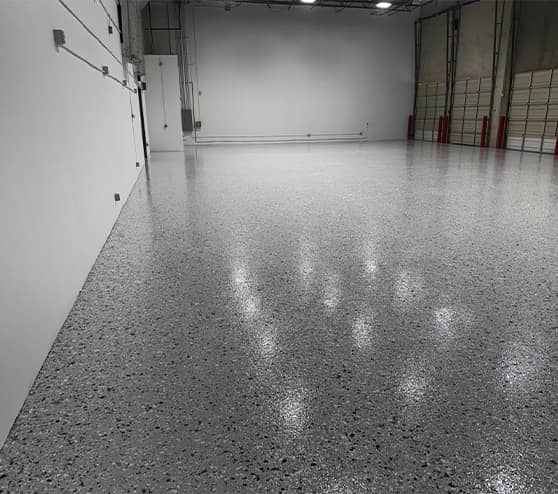 close-up of new epoxy flooring for LLumar Window and Paint Protection Film
