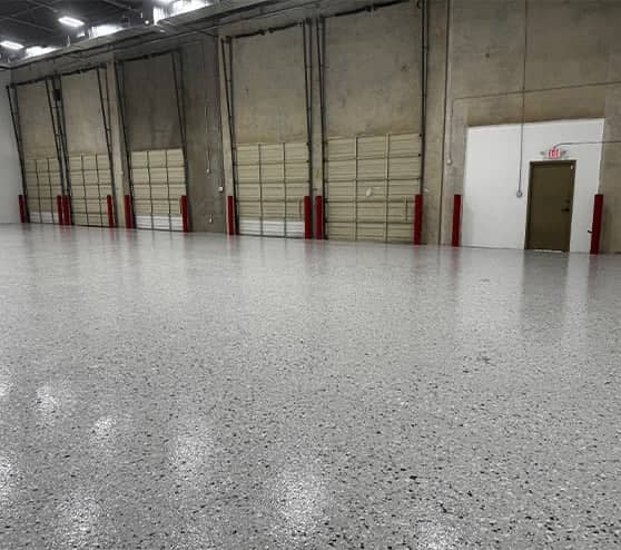 side view of LLumar Window and Paint Protection Film warehouse with new epoxy flooring