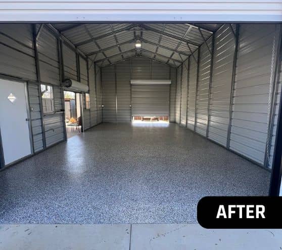 after portrait of homeowner garage with new flooring