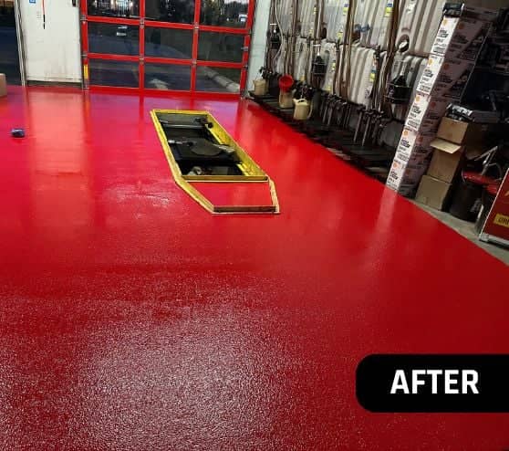 epoxy flake flooring installed for Take 5 Oil Change after portrait