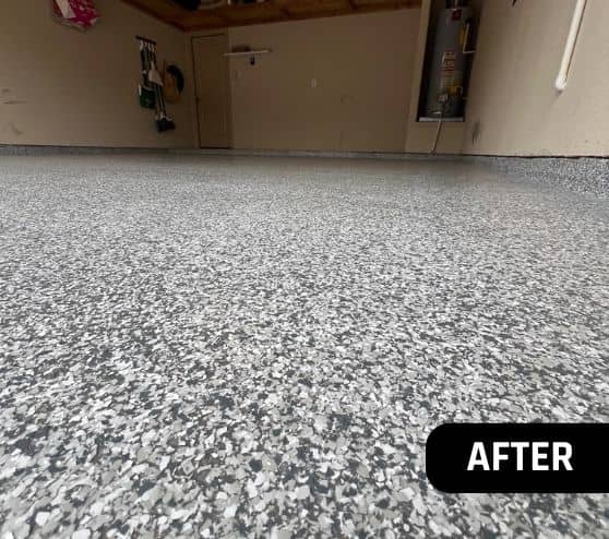 homeowner garage with new epoxy flooring