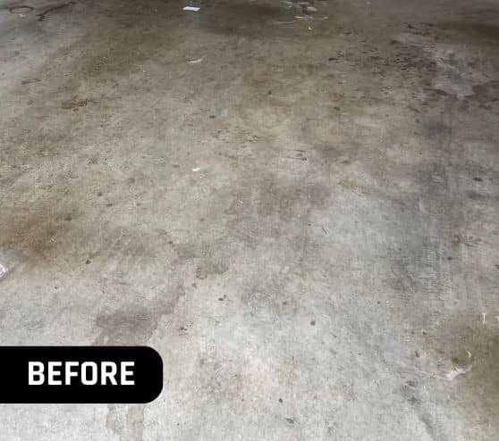 homeowner garage before new flooring installed