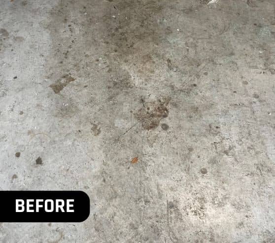 close-up of garage floor stained